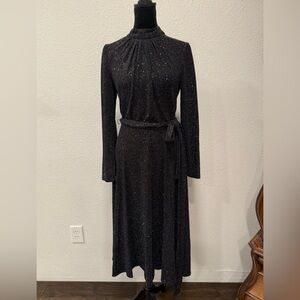 Eliza J Shimmering Black Long Sleeve Dress NWOT